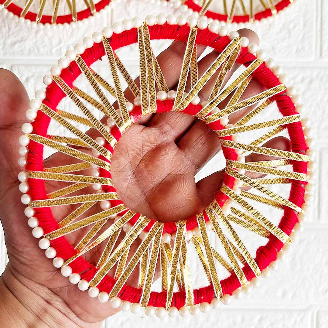 8INCH Red Gota Beaded Chakra Set of 10 | for Wedding & Festive Decoration, DIY Art & Craft