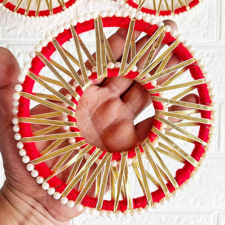 8INCH Red Gota Beaded Chakra Set of 10 | for Wedding & Festive Decoration, DIY Art & Craft