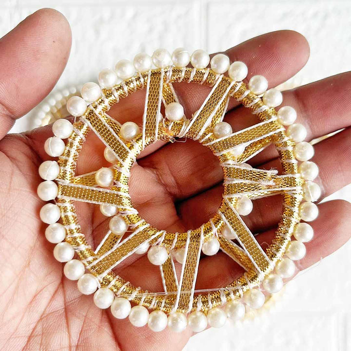 3 Inch White Beaded Gota Ring Set of 10 | for Wedding & Festive Decoration, DIY Art & Crafts