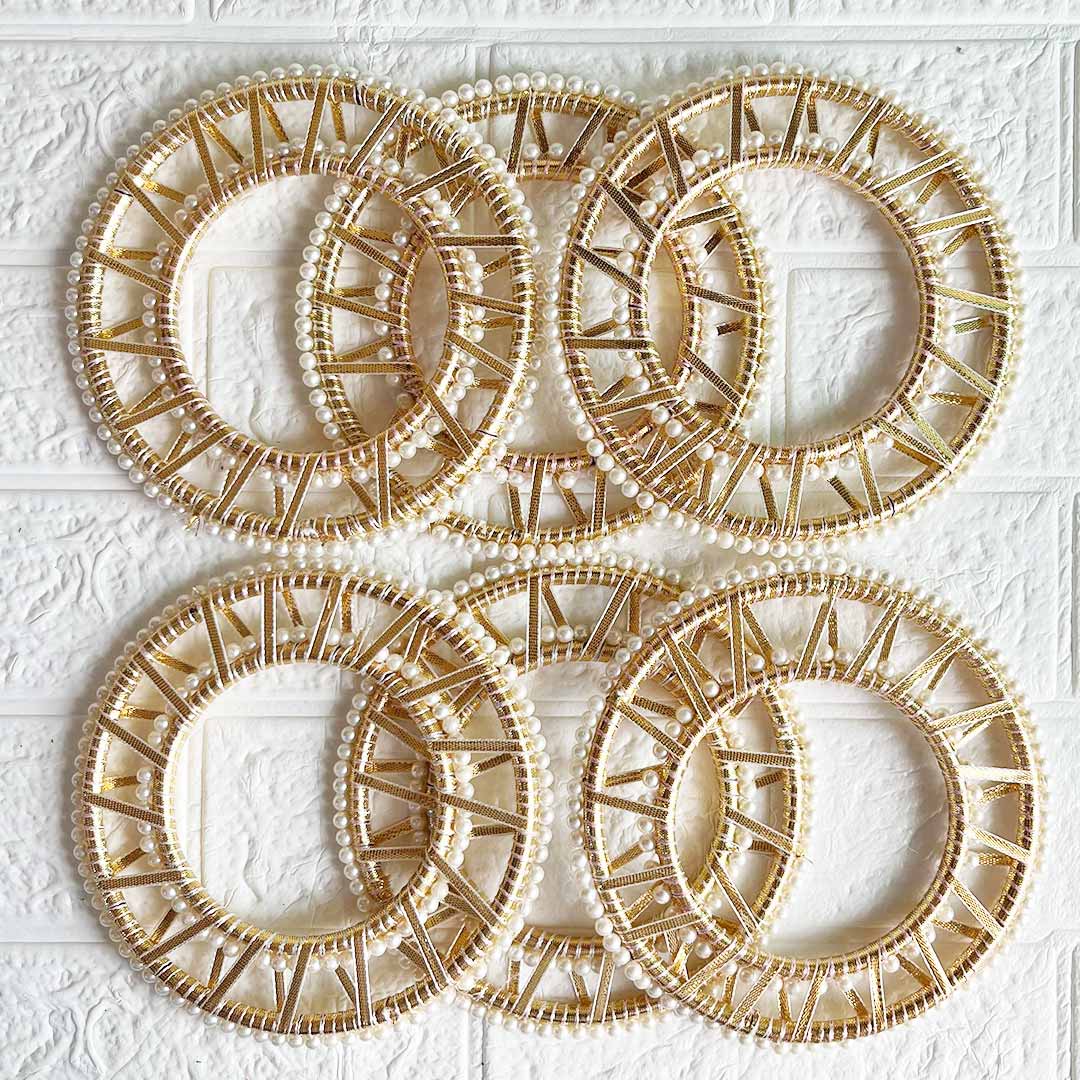 7 INCH White Beaded Gota Chakra Set of 10 | for Wedding & Festive Decoration, DIY Art & Craft