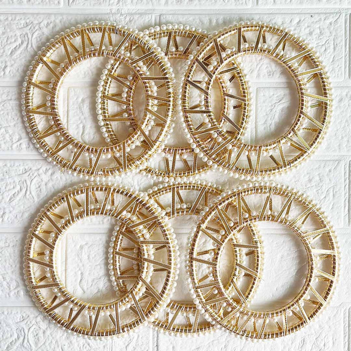 7 INCH White Beaded Gota Chakra Set of 10 | for Wedding & Festive Decoration, DIY Art & Craft