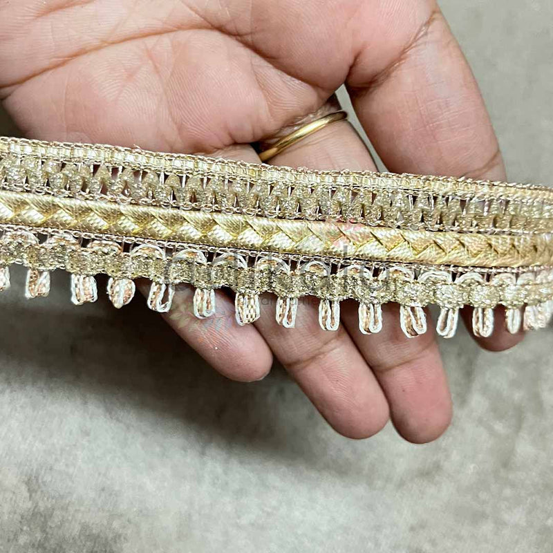 3 Layerd Light Gold Color Broad Lace - 9mtr