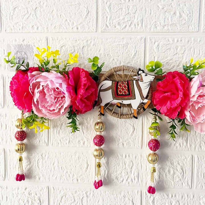 Floral Shreenath ji Toran for Home & Office Entrance | Mandir Decoration | Decorative Door Hanging Bandanwar