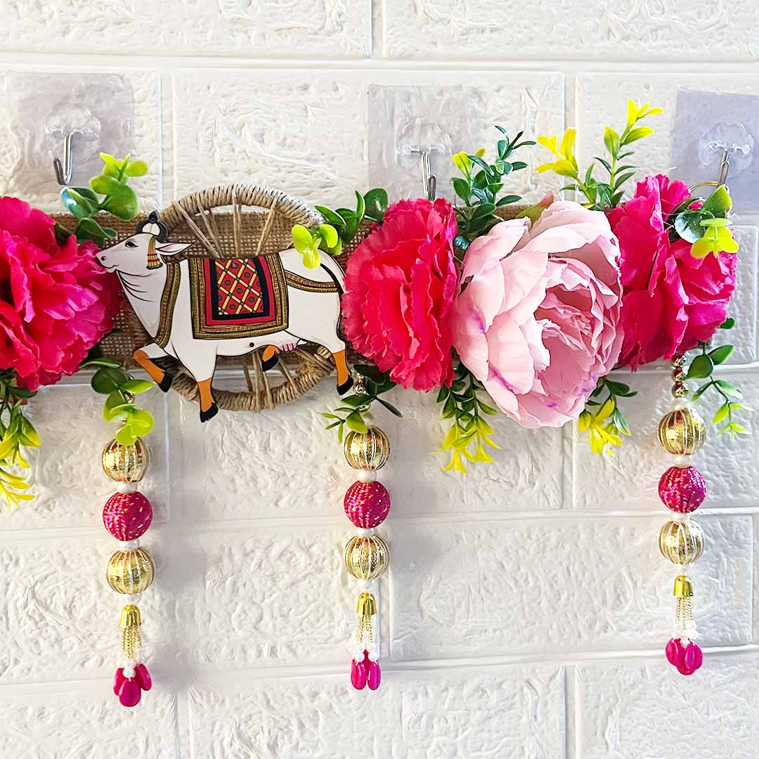 Floral Shreenath ji Toran for Home & Office Entrance | Mandir Decoration | Decorative Door Hanging Bandanwar
