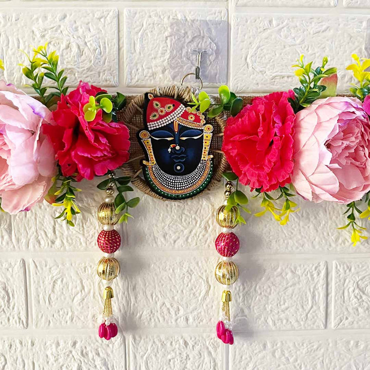 Floral Shreenath ji Toran for Home & Office Entrance | Mandir Decoration | Decorative Door Hanging Bandanwar
