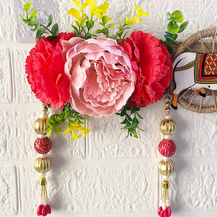 Floral Shreenath ji Toran for Home & Office Entrance | Mandir Decoration | Decorative Door Hanging Bandanwar