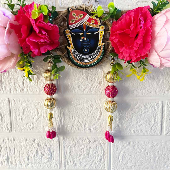 Floral Shreenath ji Toran for Home & Office Entrance | Mandir Decoration | Decorative Door Hanging Bandanwar