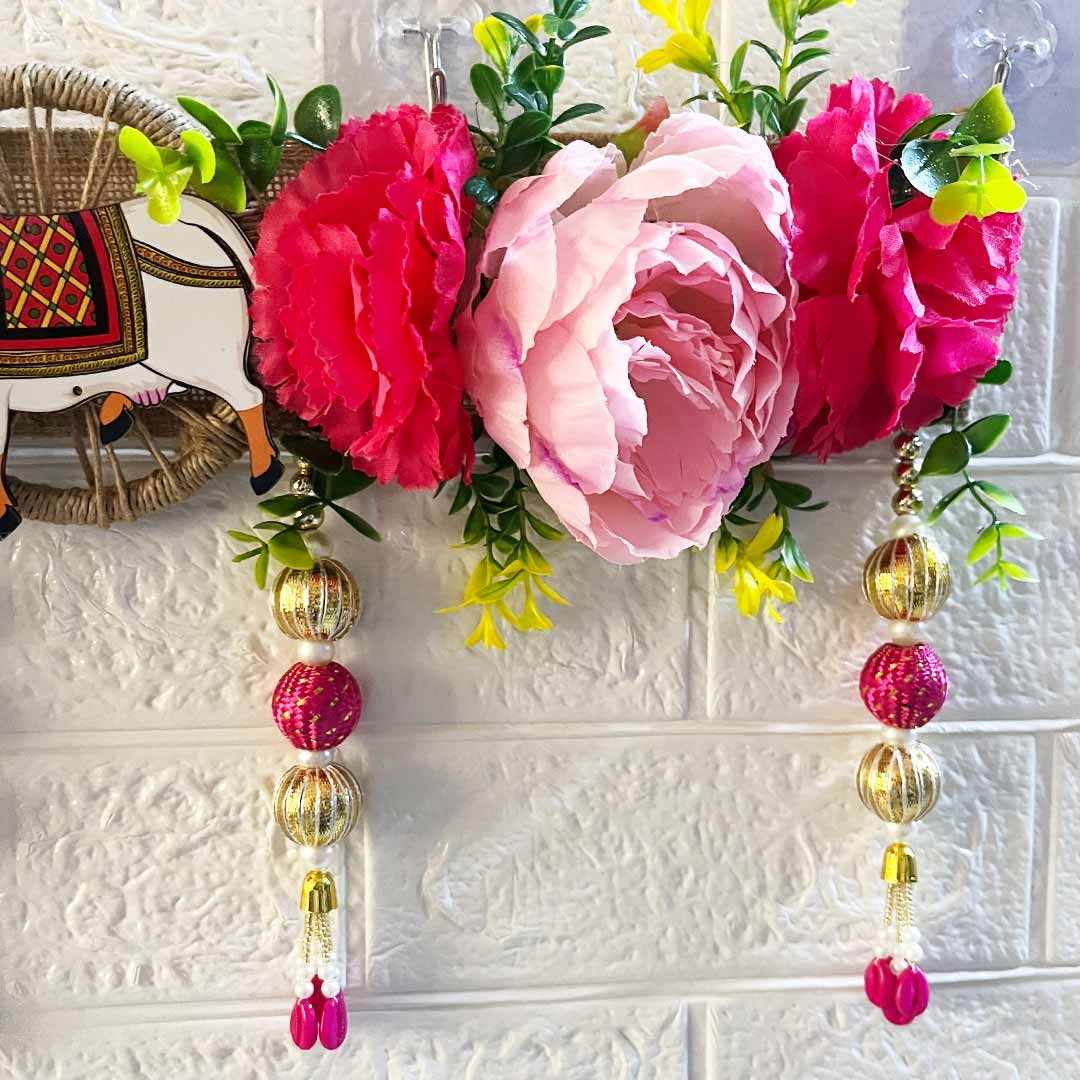 Floral Shreenath ji Toran for Home & Office Entrance | Mandir Decoration | Decorative Door Hanging Bandanwar