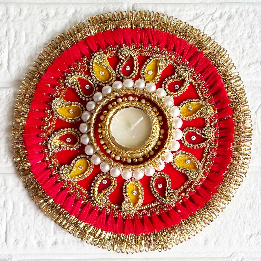 Decorative Rangoli Tea-light Holder Pair – Design 4 For Diwali, Home Decoration & Festive