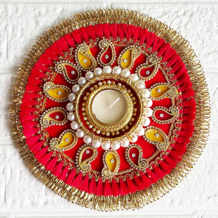Decorative Rangoli Tea-light Holder Pair – Design 4 For Diwali, Home Decoration & Festive