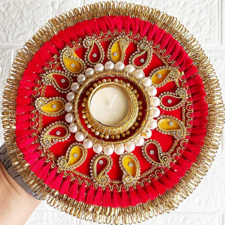 Decorative Rangoli Tea-light Holder Pair – Design 4 For Diwali, Home Decoration & Festive