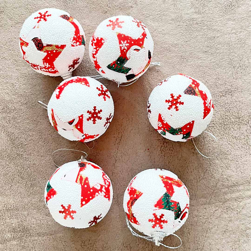 White With Multicolor Christmas Bauble Pack Of 6