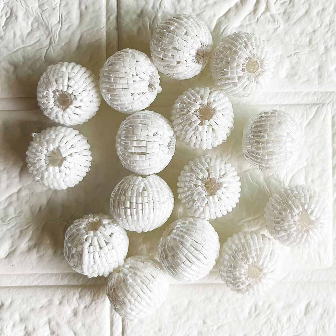 White Color Katdana Beads Pack Of 10 for Toran Making