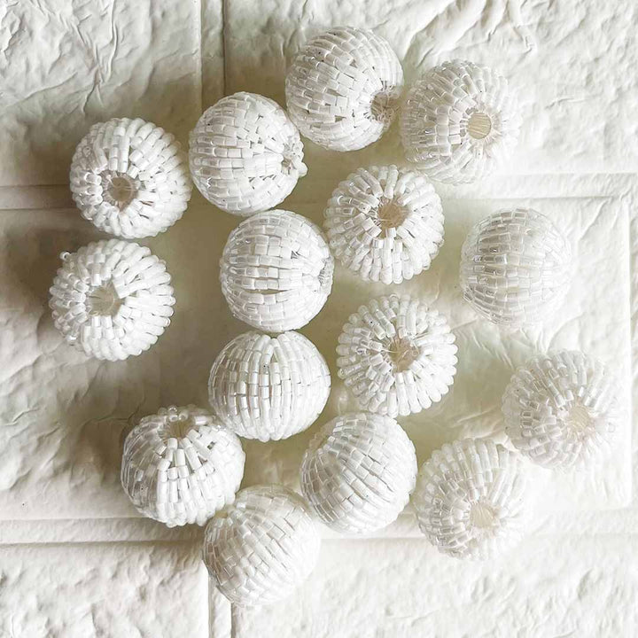 White Color Katdana Beads Pack Of 10 for Toran Making