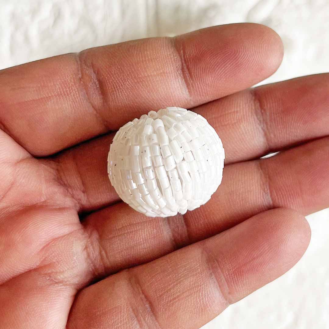 White Color Katdana Beads Pack Of 10 for Toran Making