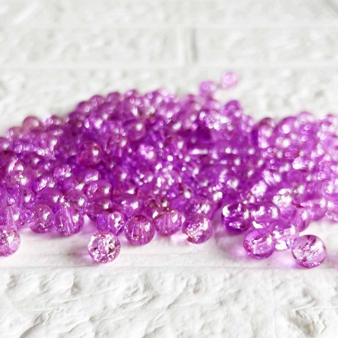 Purple Color Sparkle Glass Beads for Bracelet, Jewellery Making Kit 100pc | 8mm
