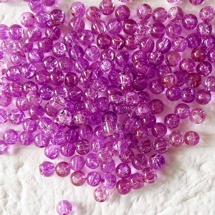 Purple Color Sparkle Glass Beads for Bracelet, Jewellery Making Kit 100pc | 8mm