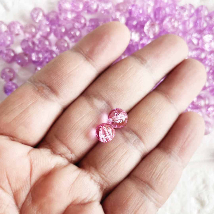 Purple Color Sparkle Glass Beads for Bracelet, Jewellery Making Kit 100pc | 8mm