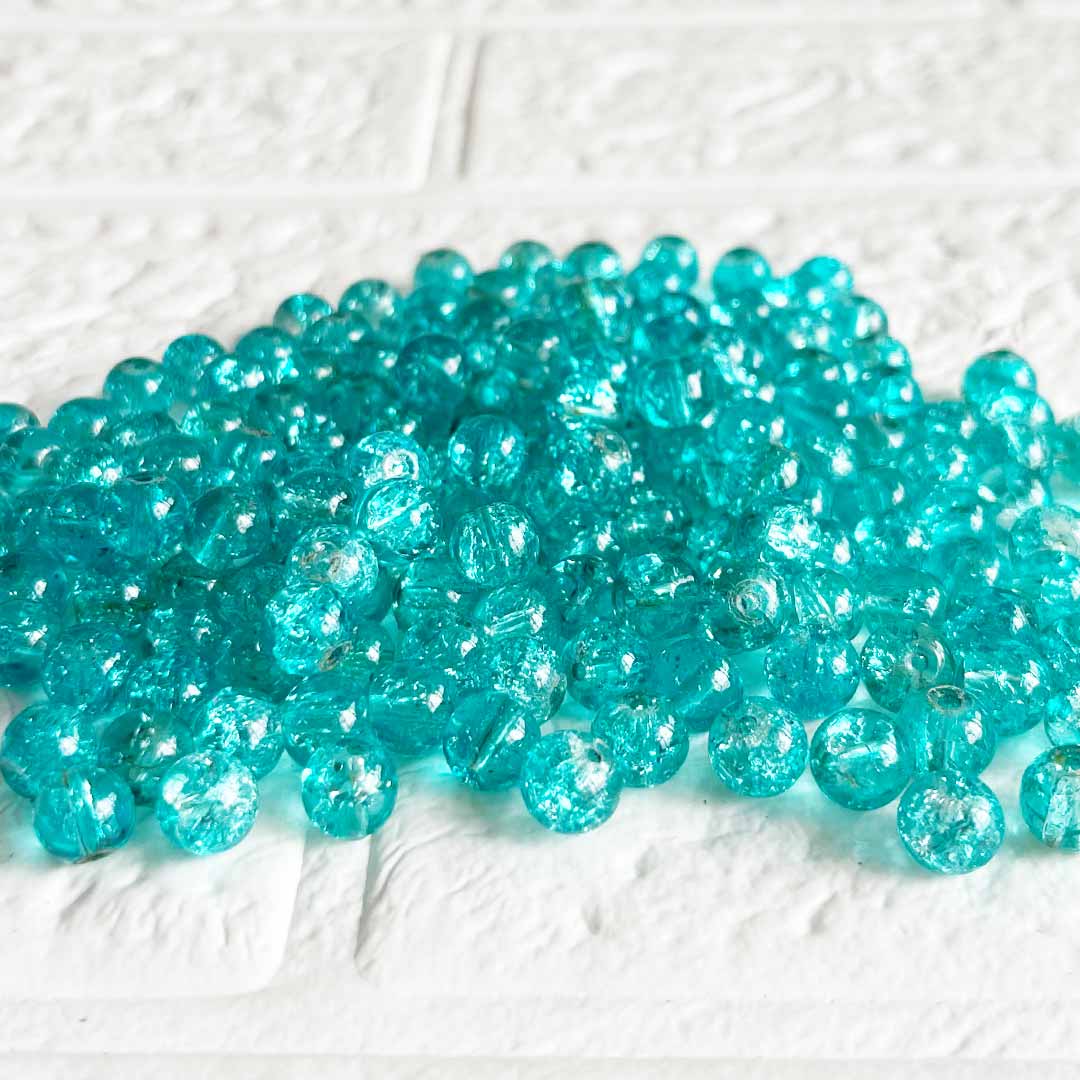 Sea Green Color Sparkle Glass Beads for Bracelet, Jewellery Making Kit 100pc | 8mm