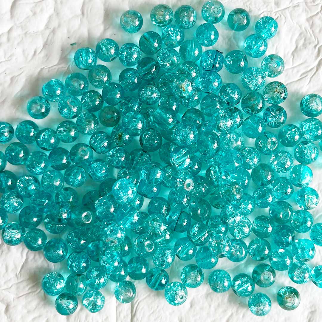 Sea Green Color Sparkle Glass Beads for Bracelet, Jewellery Making Kit 100pc | 8mm