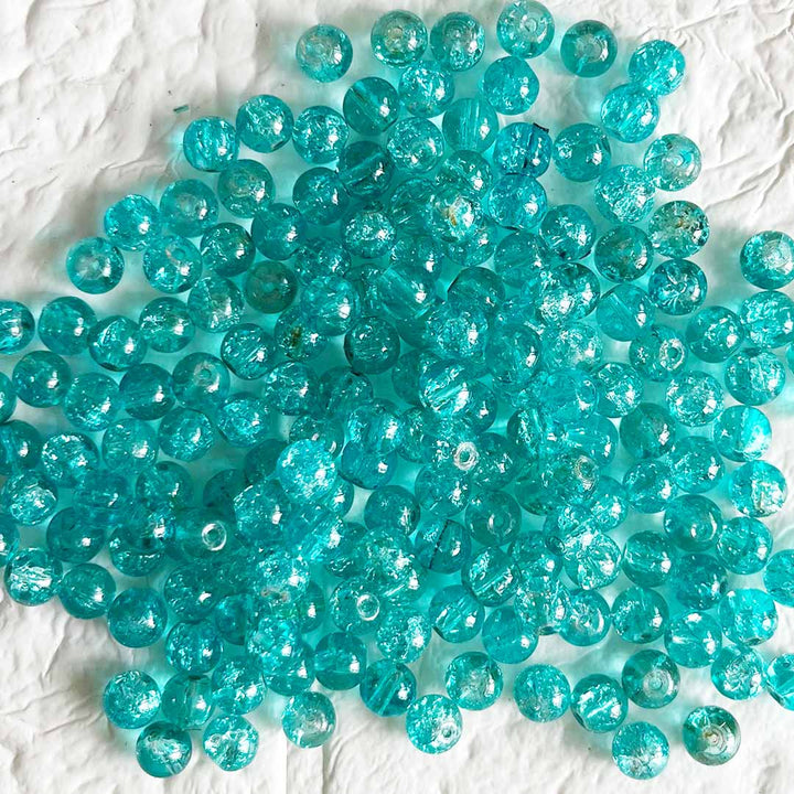 Sea Green Color Sparkle Glass Beads for Bracelet, Jewellery Making Kit 100pc | 8mm