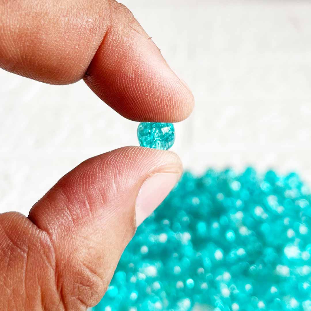 Sea Green Color Sparkle Glass Beads for Bracelet, Jewellery Making Kit 100pc | 8mm
