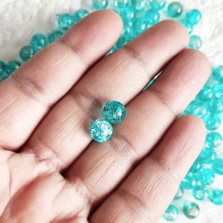 Sea Green Color Sparkle Glass Beads for Bracelet, Jewellery Making Kit 100pc | 8mm