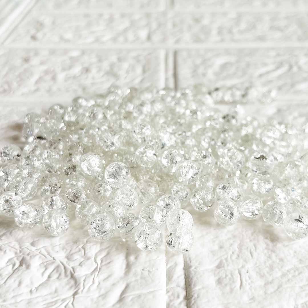 White Color Sparkle Glass Beads for Bracelet, Jewellery Making Kit 100pc | 8mm