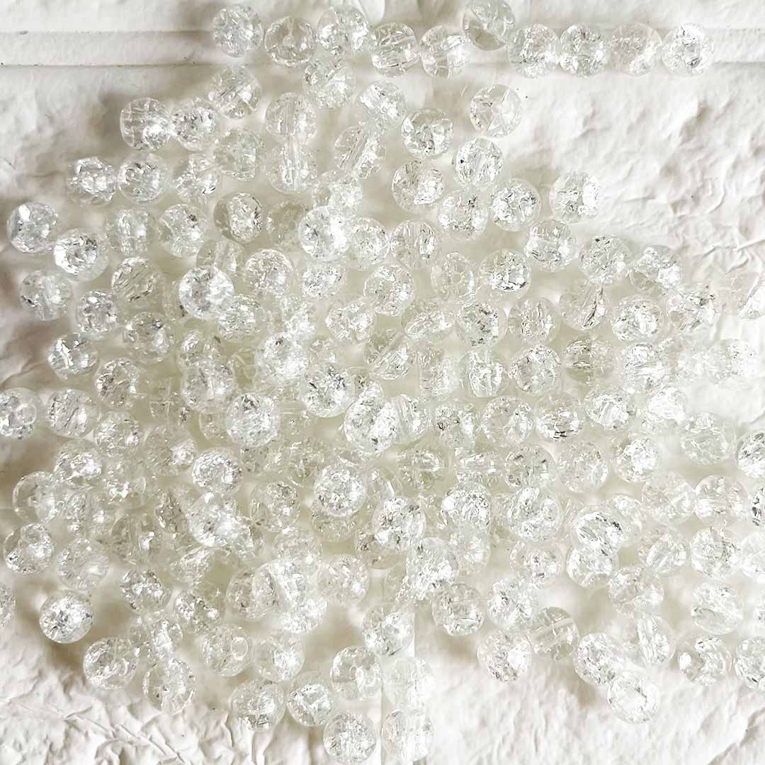 White Color Sparkle Glass Beads for Bracelet, Jewellery Making Kit 100pc | 8mm