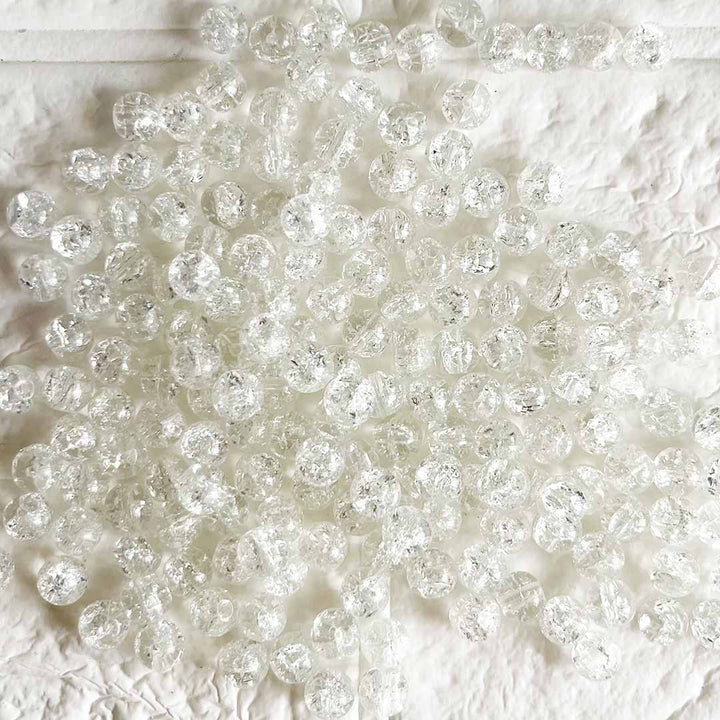 White Color Sparkle Glass Beads for Bracelet, Jewellery Making Kit 100pc | 8mm