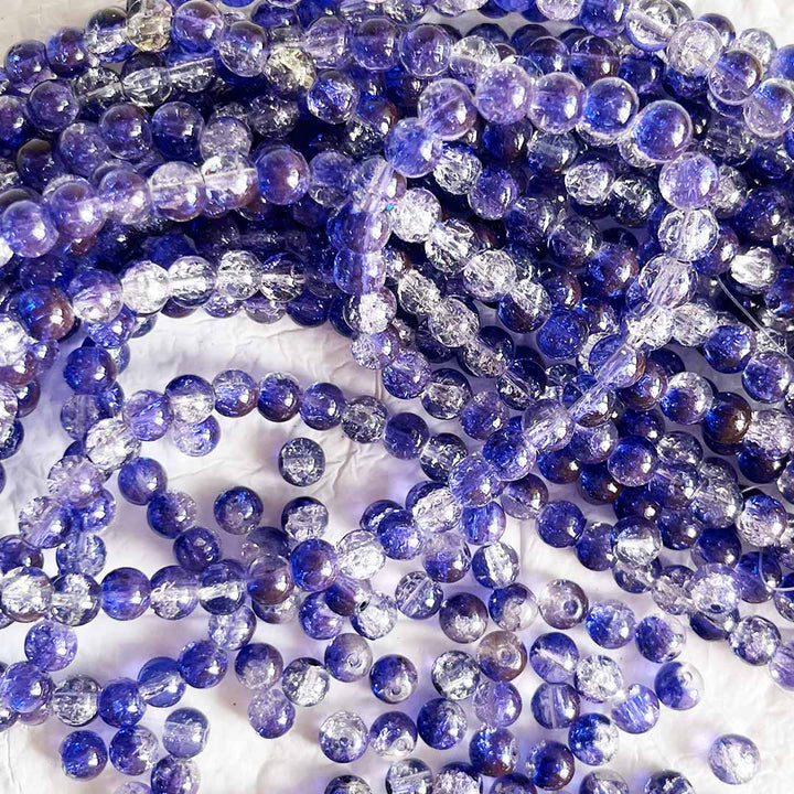 Blue Color Sparkle Glass Beads for Bracelet, Jewellery Making Kit 100pc | 8mm