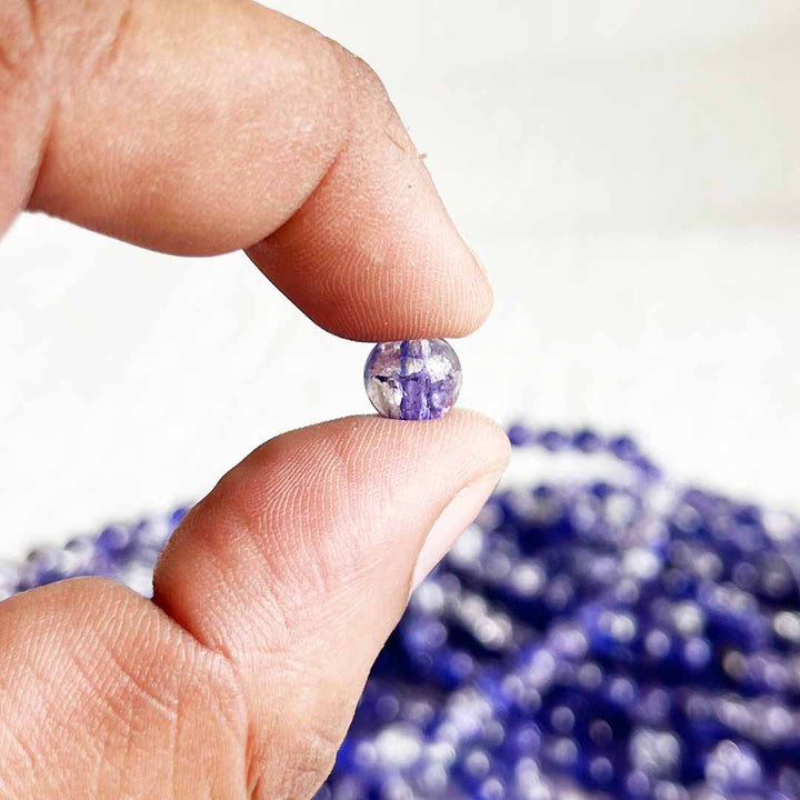 Blue Color Sparkle Glass Beads for Bracelet, Jewellery Making Kit 100pc | 8mm