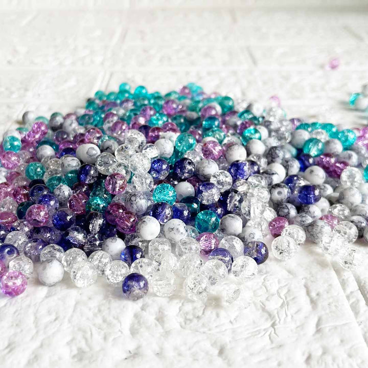 Multi Color Sparkle Glass Beads for Bracelet, Jewellery Making Kit 100pc | 8mm