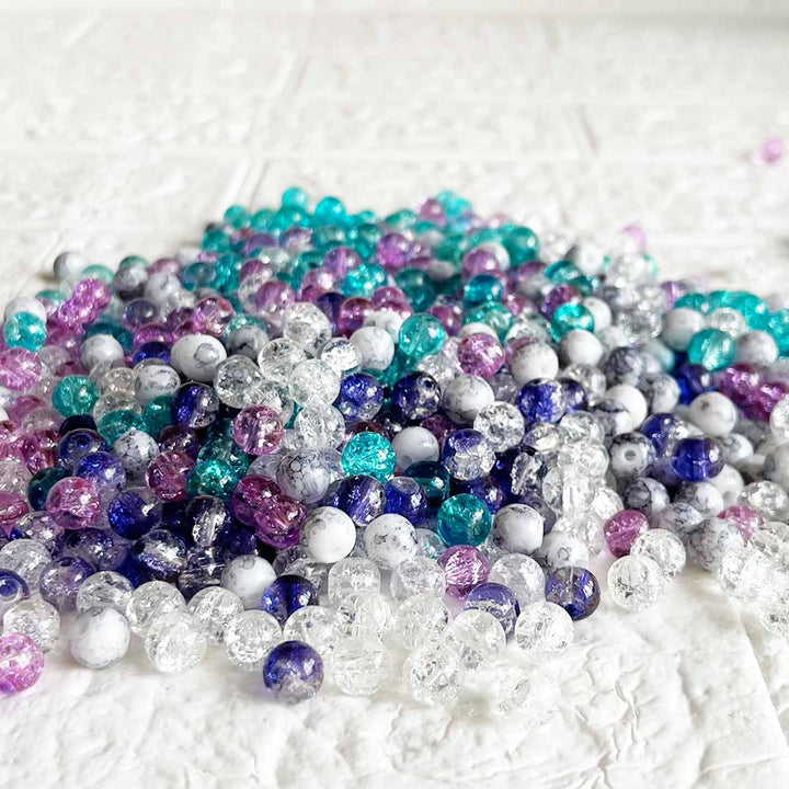 Multi Color Sparkle Glass Beads for Bracelet, Jewellery Making Kit 100pc | 8mm
