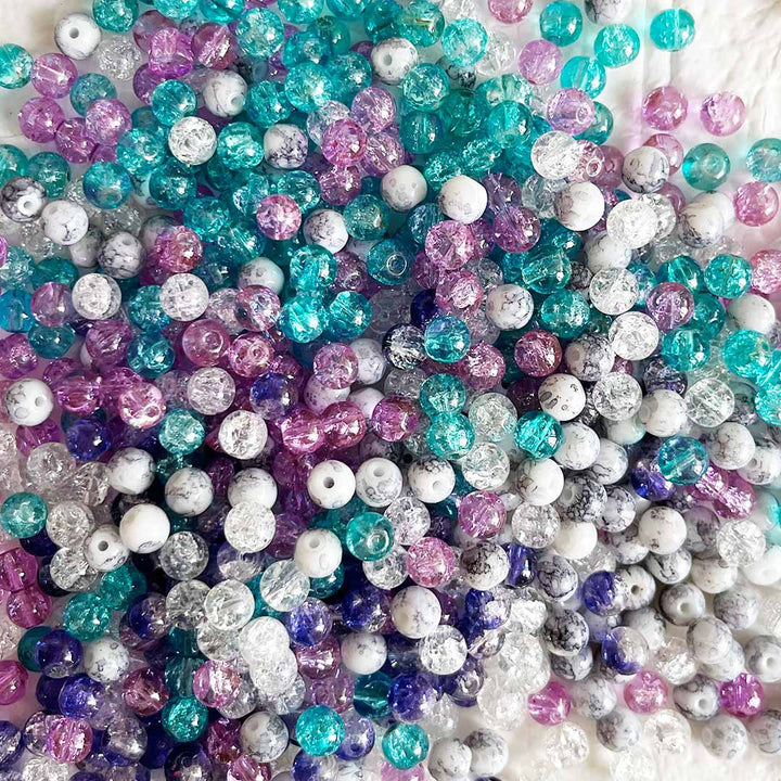 Multi Color Sparkle Glass Beads for Bracelet, Jewellery Making Kit 100pc | 8mm