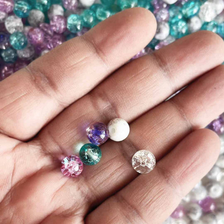 Multi Color Sparkle Glass Beads for Bracelet, Jewellery Making Kit 100pc | 8mm