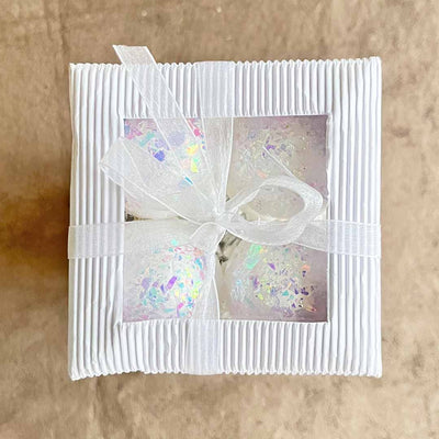 White Color Glittered Bauble Gift Pack (Design_3)
