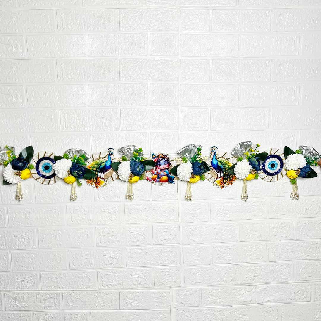 Kanha ji Peacock Evil Eye Floral Bandhanwar for Home Entrance Decoration