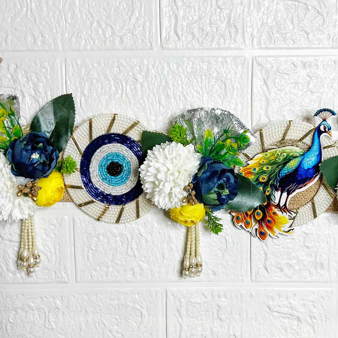 Kanha ji Peacock Evil Eye Floral Bandhanwar for Home Entrance Decoration