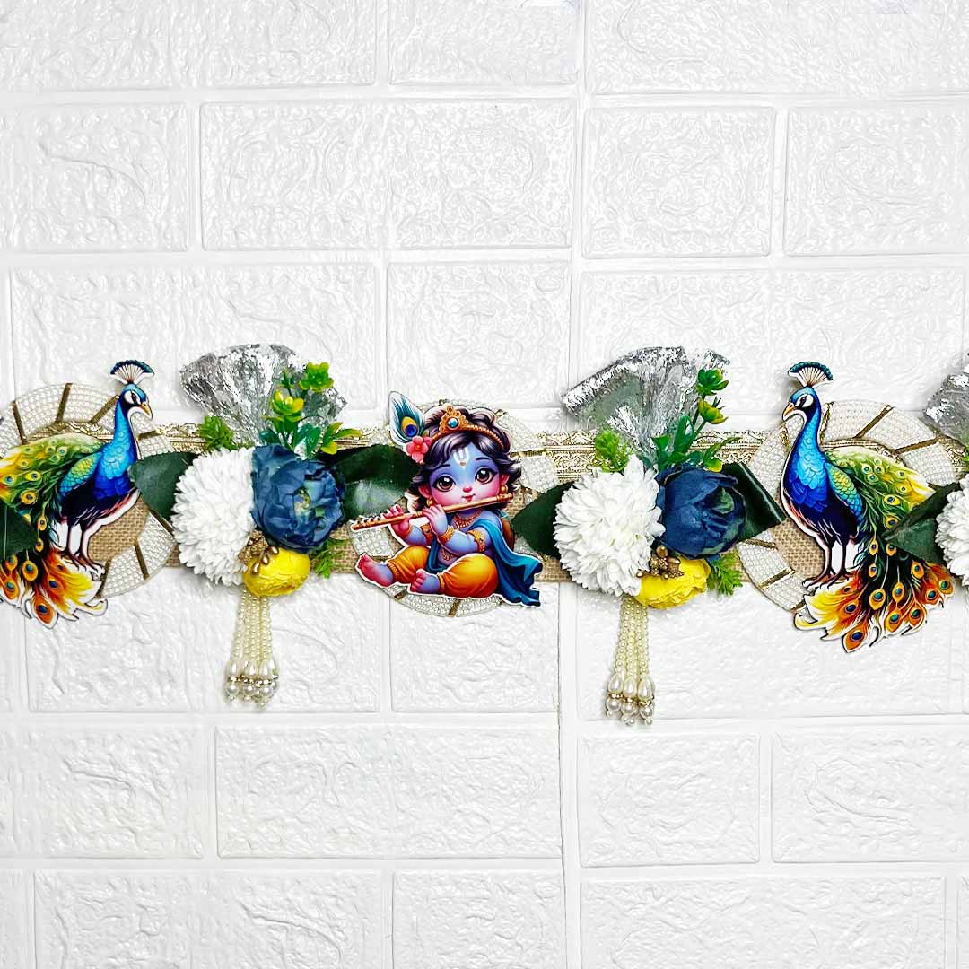 Kanha ji Peacock Evil Eye Floral Bandhanwar for Home Entrance Decoration