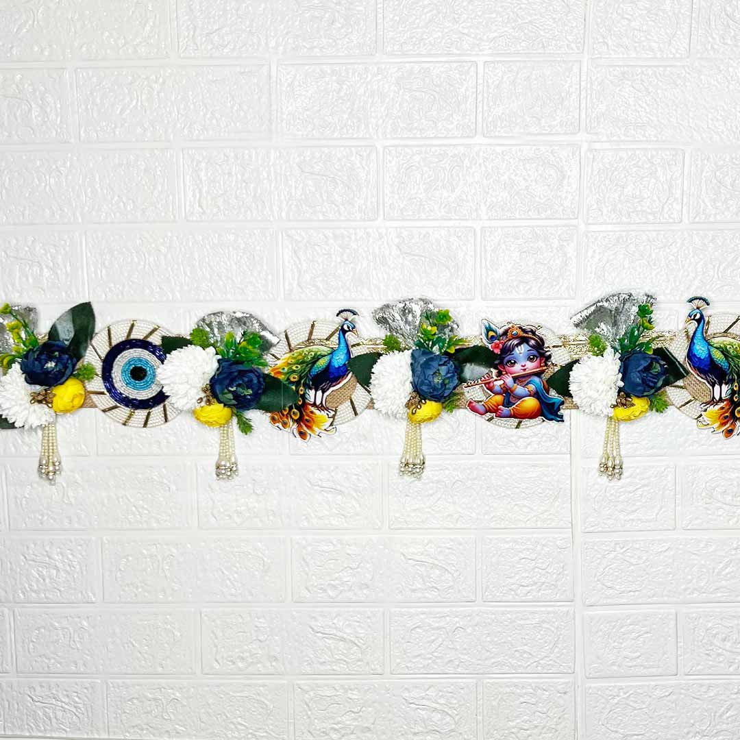 Kanha ji Peacock Evil Eye Floral Bandhanwar for Home Entrance Decoration