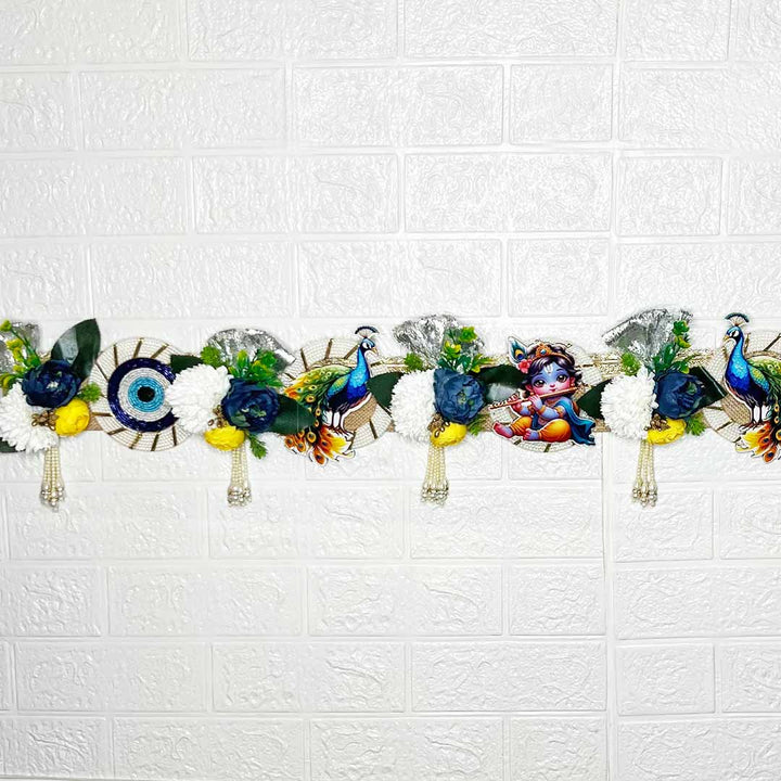 Kanha ji Peacock Evil Eye Floral Bandhanwar for Home Entrance Decoration