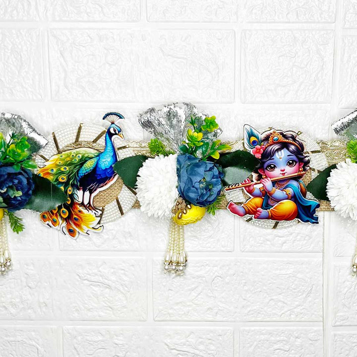 Kanha ji Peacock Evil Eye Floral Bandhanwar for Home Entrance Decoration