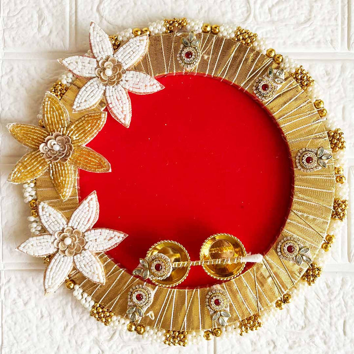 Decorative Tilak Platter D1 8-Inch Tilak Platter for Roli & Chawal | Wedding & Pooja Rituals