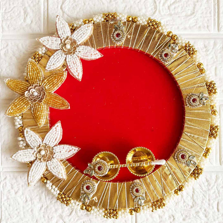Decorative Tilak Platter D1 8-Inch Tilak Platter for Roli & Chawal | Wedding & Pooja Rituals