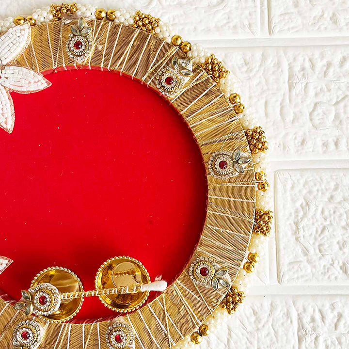 Decorative Tilak Platter D1 8-Inch Tilak Platter for Roli & Chawal | Wedding & Pooja Rituals