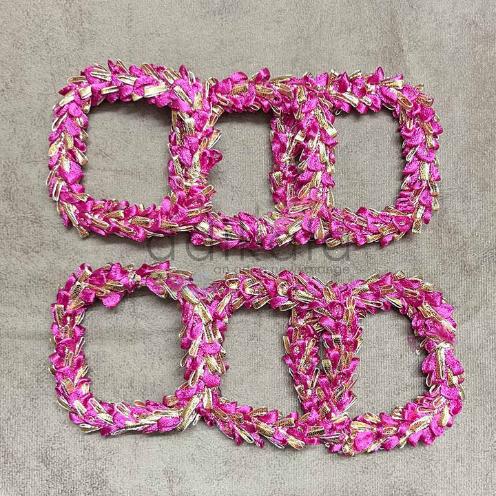 3 Inches Rani Pink Square Gota Ring Set Of 6