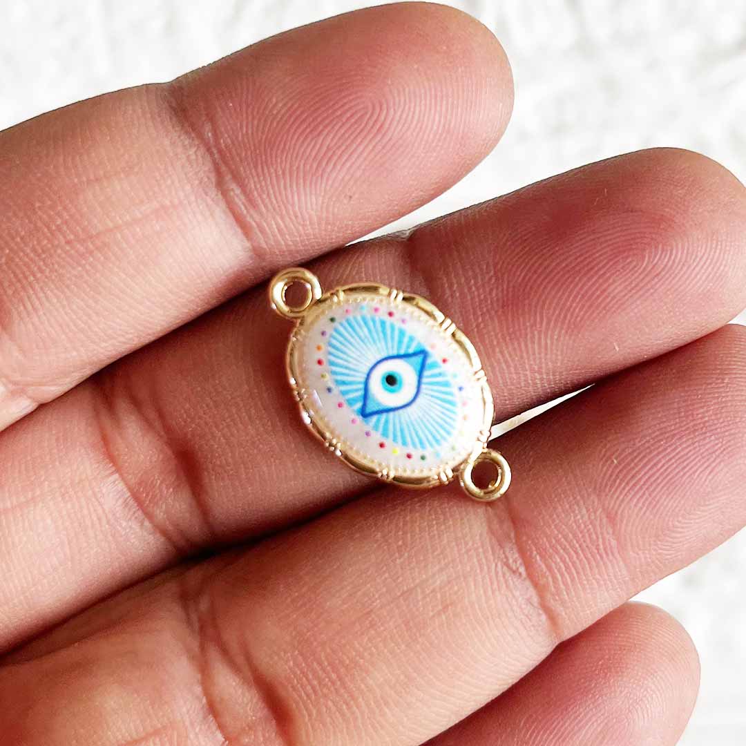 Evil Eye Moonstone Charms pack of 10 – For Pendant, Jewelry & Rakhi Making
