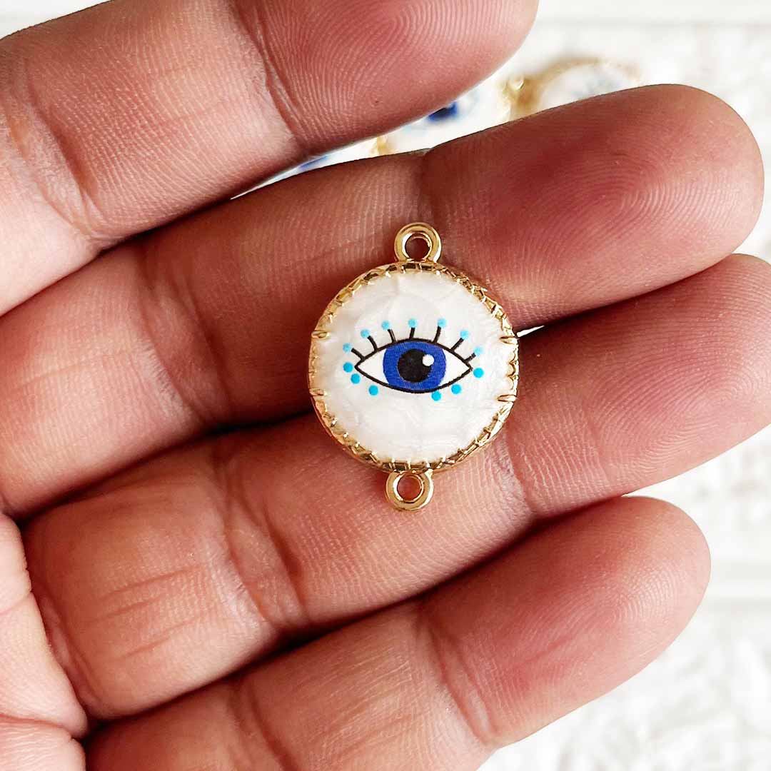 Evil Eye Moonstone Charms pack of 10 – For Pendant, Jewelry & Rakhi Making