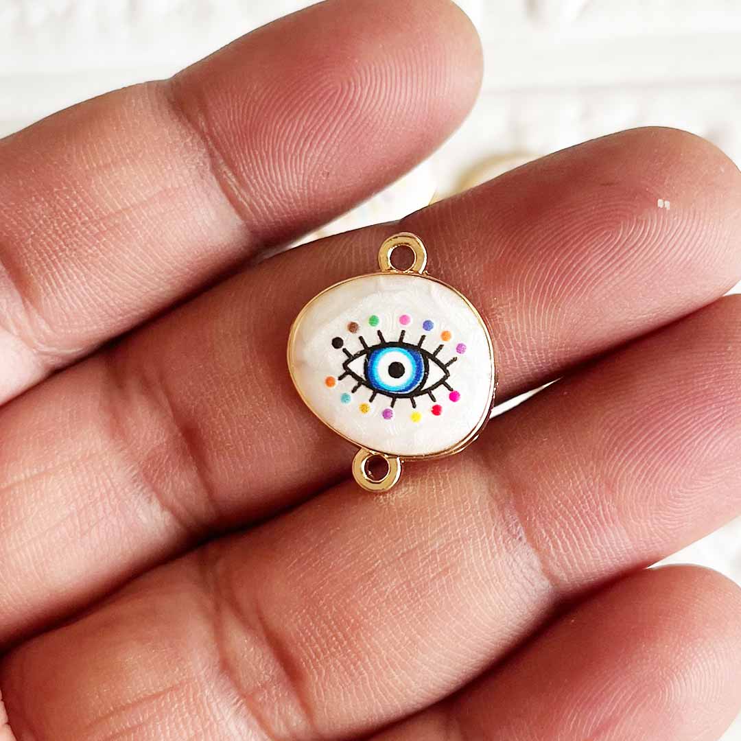 Evil Eye Moonstone Charms pack of 10 – For Pendant, Jewelry & Rakhi Making